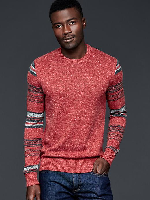 Marled fair isle sleeve sweater Gap