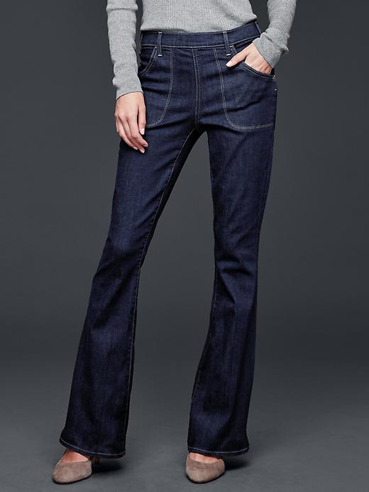 1 of 8 showing, with the color rinse of product 1969 resolution side-zip skinny flare jeans