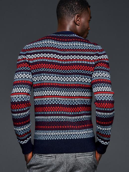 2 of 8 showing, with the color light blue/navy of product Multi fair isle stripe sweater