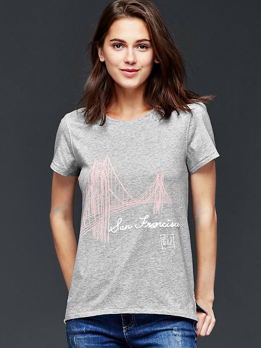 1 of 8 showing, with the color heather grey of product San Francisco logo embroidery tee
