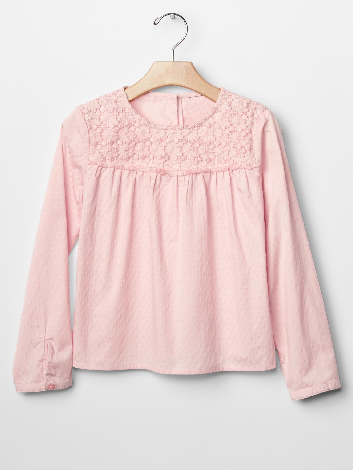 Lace-yoke dobby top