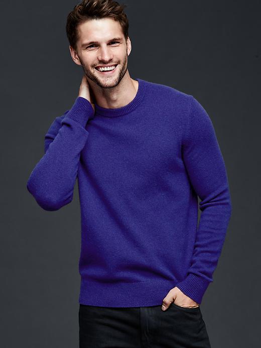 1 of 8 showing, with the color deep blue wave of product Lambswool crew sweater