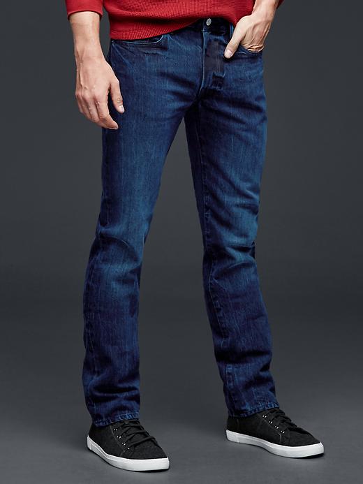 Image number 1 showing, 1969 straight fit jeans (dark blue black wash)