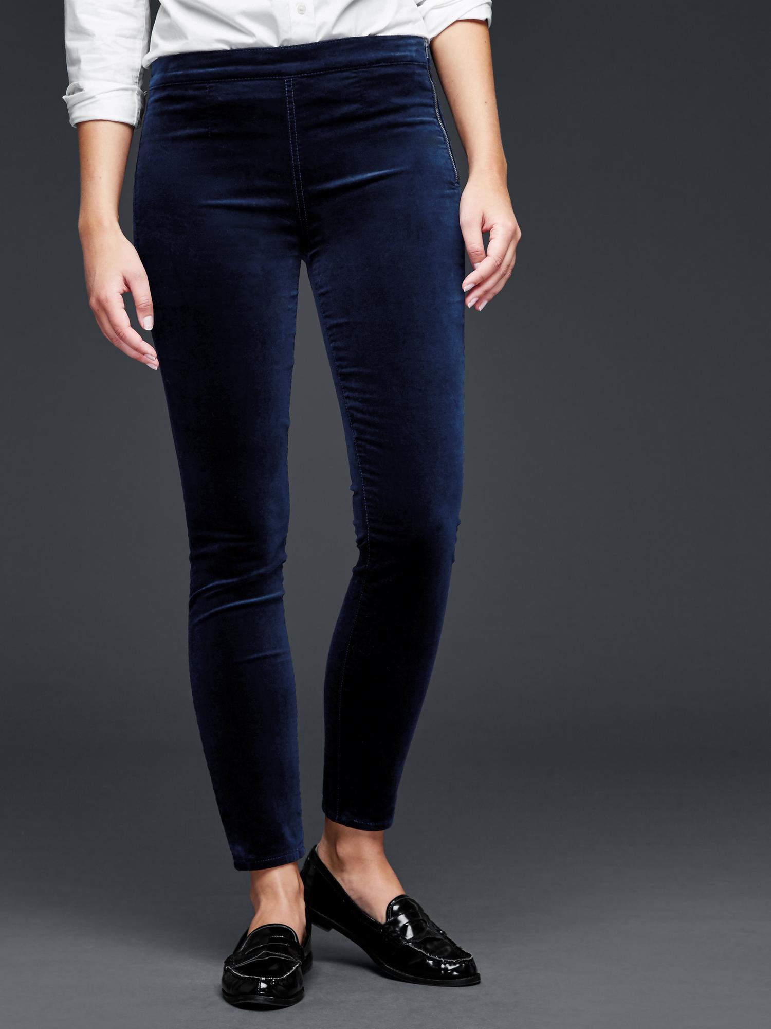 Velvet side zip pull on leggings