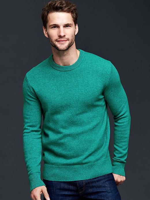 1 of 8 showing, with the color peacock of product Lambswool crew sweater