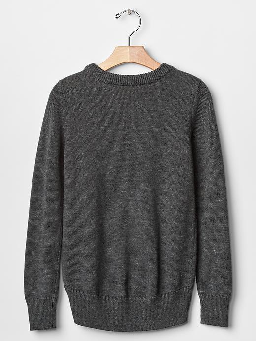 2 of 8 showing, with the color heather grey of product Intarsia love script sweater