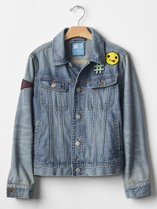 1 of 8 showing, with the color denim of product GapKids x ED customizable denim jacket