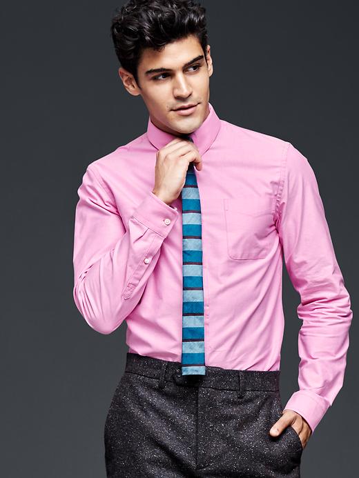 2 of 8 showing, with the color india pink of product Gap + GQ David Hart tab collar oxford shirt