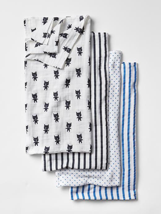 1 of 8 showing, with the color navy print of product babyGap x aden + anais® print swaddle blanket (4-pack)