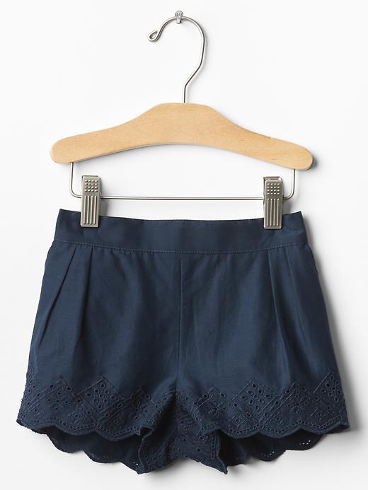 View large product image 1 of 1. Scalloped eyelet shorts