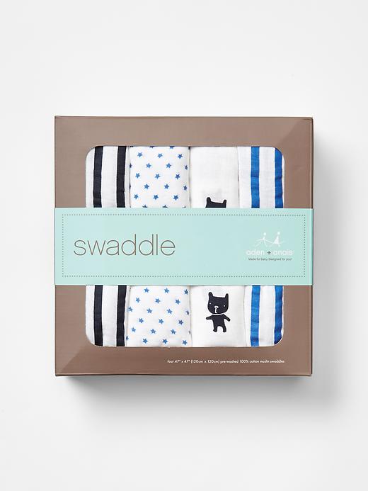 2 of 8 showing, with the color navy print of product babyGap x aden + anais® print swaddle blanket (4-pack)
