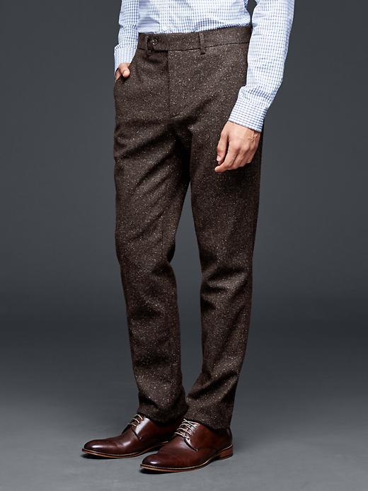 2 of 8 showing, with the color brown of product Gap + GQ David Hart tweed pants