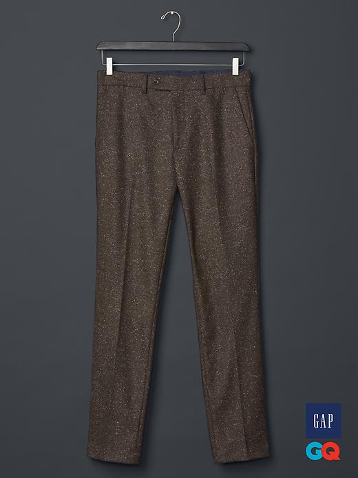 1 of 8 showing, with the color brown of product Gap + GQ David Hart tweed pants