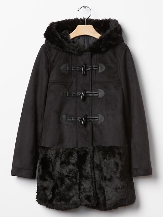 1 of 8 showing, with the color true black of product Shearling duffle coat