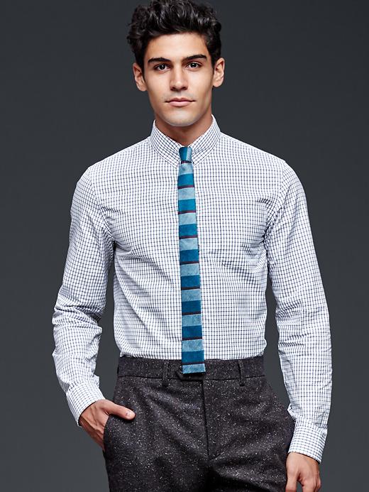 2 of 8 showing, with the color new off white of product Gap + GQ David Hart windowpane shirt