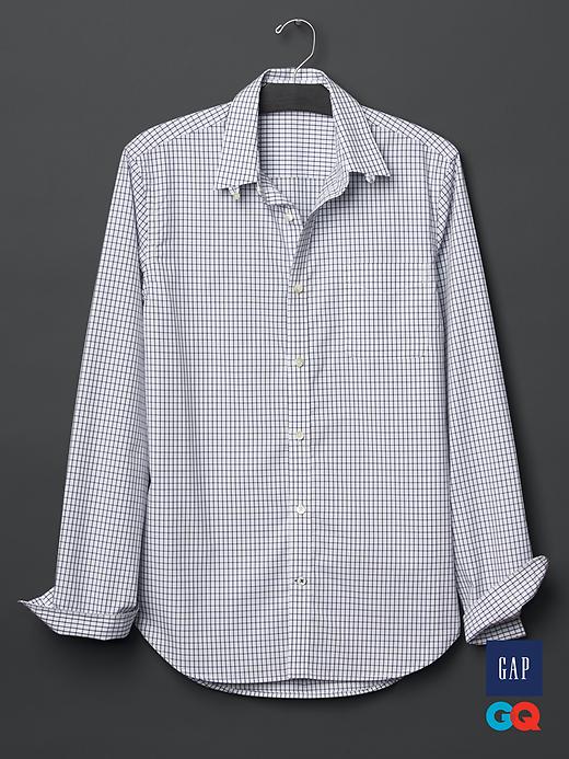 1 of 8 showing, with the color new off white of product Gap + GQ David Hart windowpane shirt