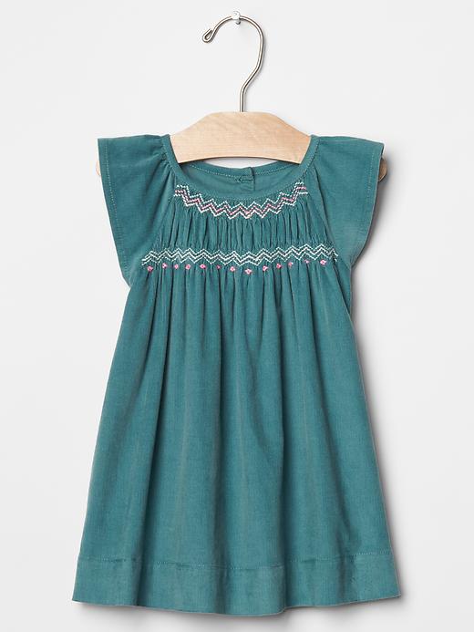 1 of 8 showing, with the color slate stone of product Embroidered smock dress