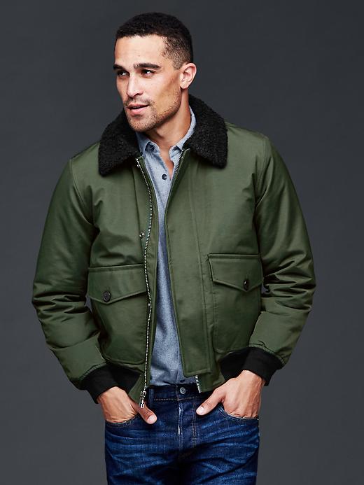 Image number 1 showing, Nylon aviator jacket