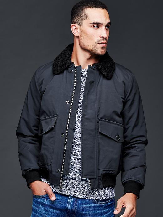 Image number 8 showing, Nylon aviator jacket