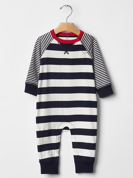 1 of 8 showing, with the color dark night of product Stripe one-piece
