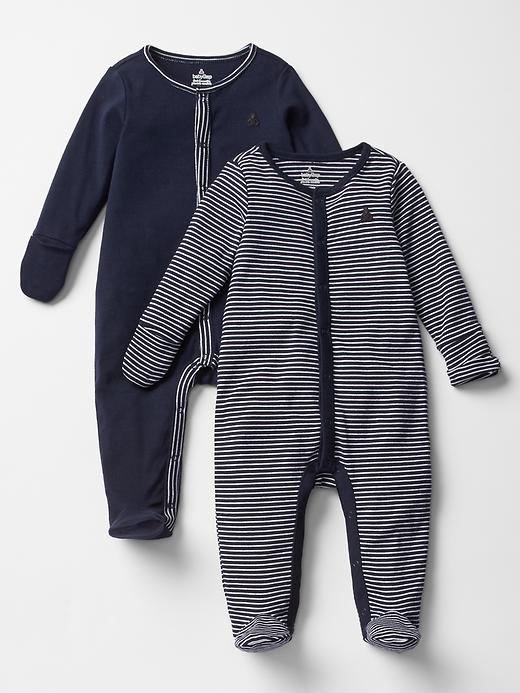 1 of 8 showing, with the color blue galaxy of product Favorite footed one-piece (2-pack)