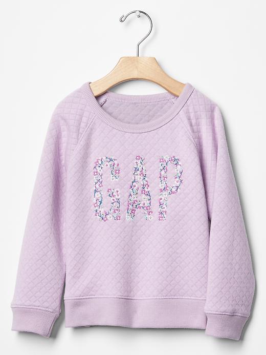 1 of 8 showing, with the color gauzy lilac of product Floral logo quilted sweatshirt