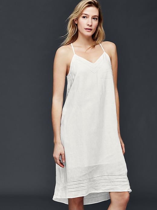 1 of 8 showing, with the color new off white of product Linen cami dress