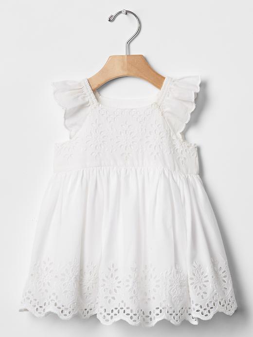 View large product image 1 of 4. Eyelet flutter dress