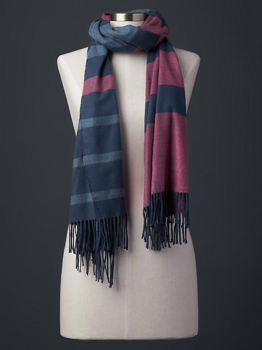 1 of 8 showing, with the color pink coral of product Varied-stripe cozy scarf