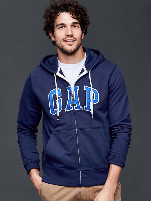 1 of 8 showing, with the color military blue of product Logo heavyweight zip hoodie