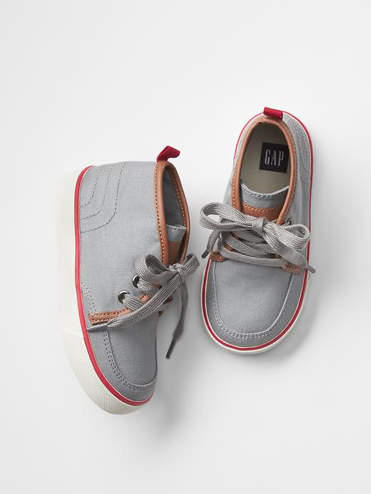 1 of 8 showing, with the color storm cloud of product Mix-fabric mid-top trainers