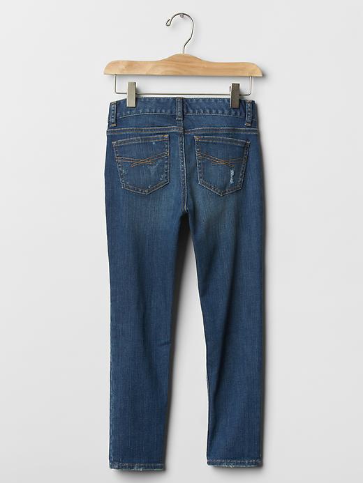 2 of 8 showing, with the color light wash of product Kids Destructed Super Skinny Skimmer Jeans