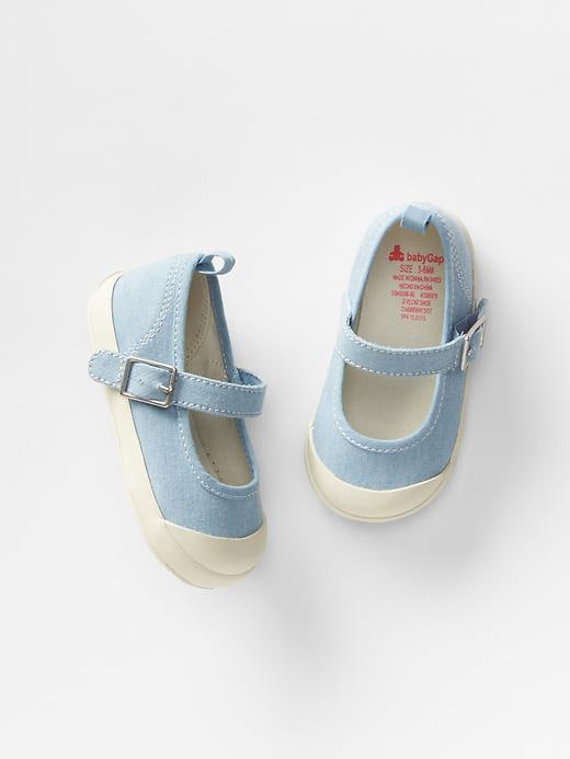 View large product image 1 of 1. Denim mary jane sneakers