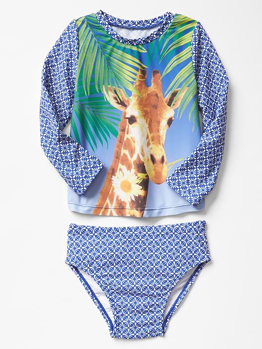 1 of 8 showing, with the color giraffe of product Giraffe rashguard two-piece