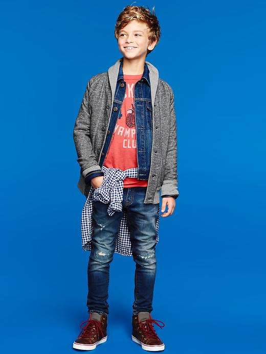 2 of 8 showing, with the color indigo of product Kids Icon Denim Jacket