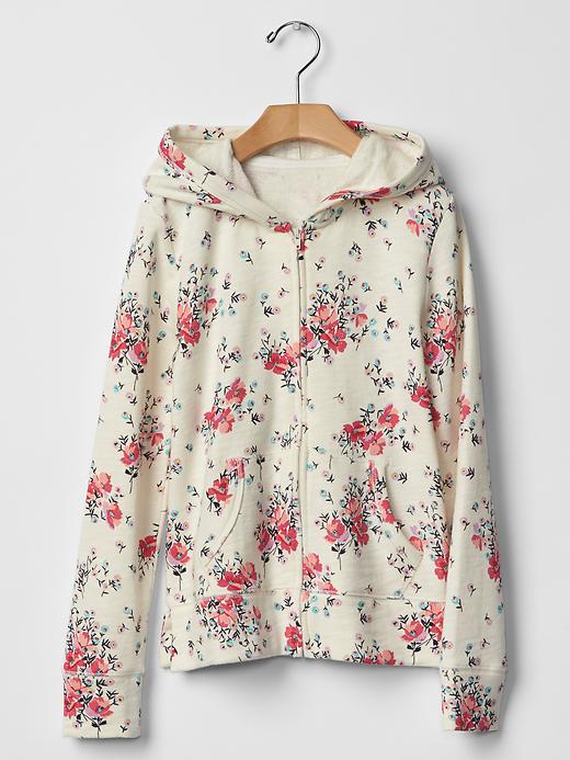 1 of 8 showing, with the color ivory of product Spring print zip hoodie
