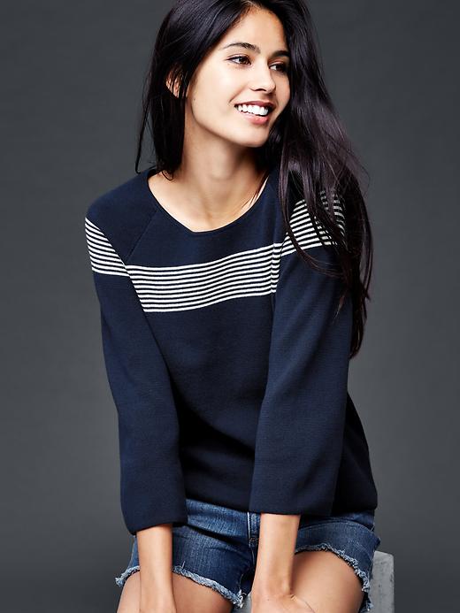 Image number 1 showing, Cotton nautical stripe sweater