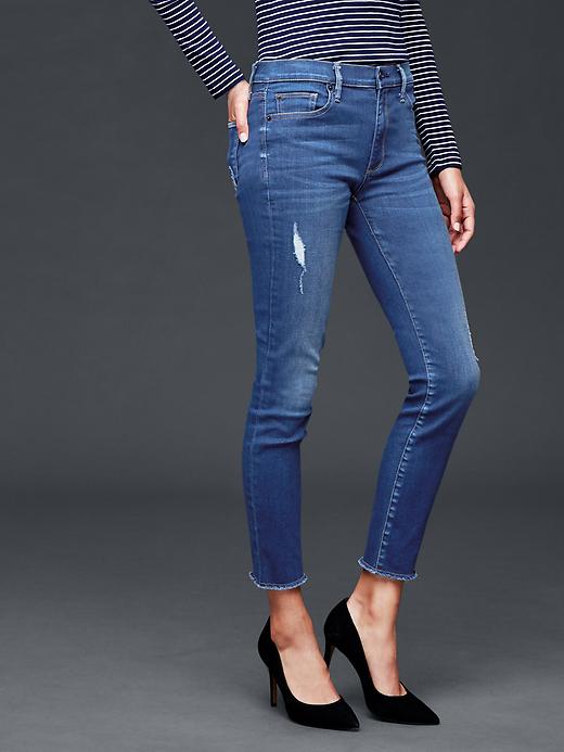 Image number 1 showing, STRETCH 1969 distressed true skinny ankle jeans
