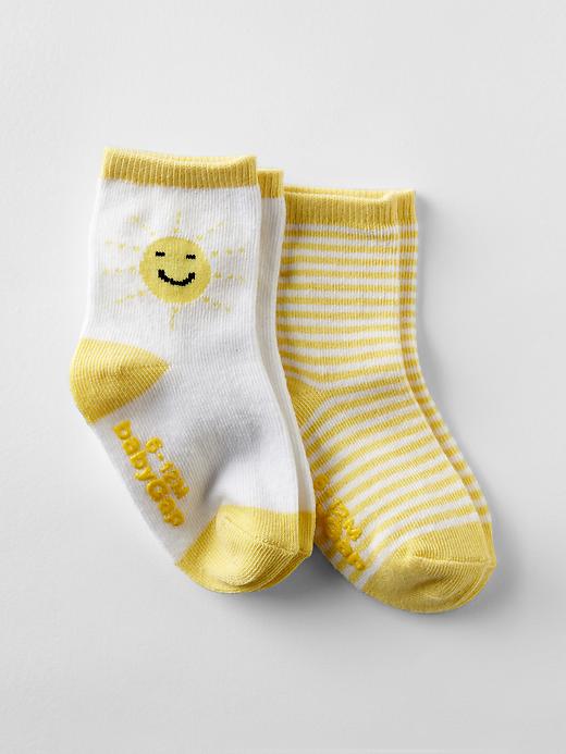 1 of 8 showing, with the color lemon drop yellow of product PersonaliTees graphic socks (2-pack)