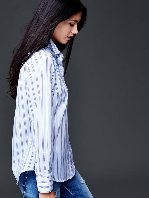 1 of 8 showing, with the color blue stripe of product Fitted boyfriend stripe shirt