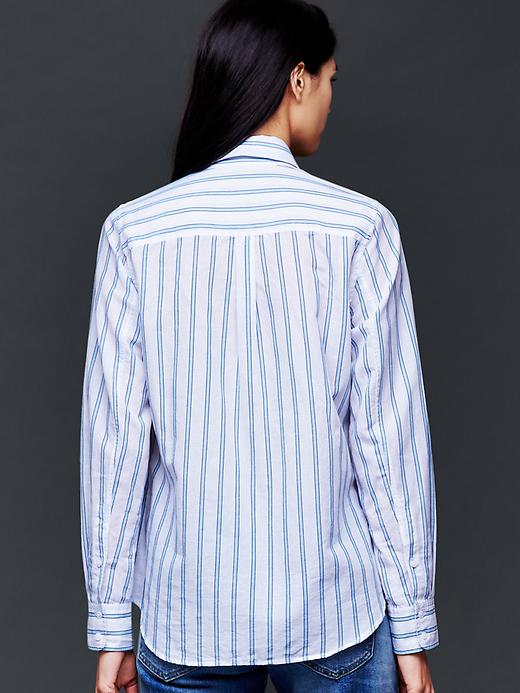 2 of 8 showing, with the color blue stripe of product Fitted boyfriend stripe shirt