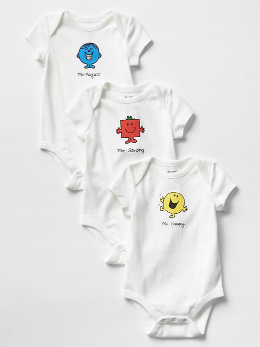 1 of 8 showing, with the color white of product Mr. Men™ Little Miss™ + babyGap bodysuit (3-pack)