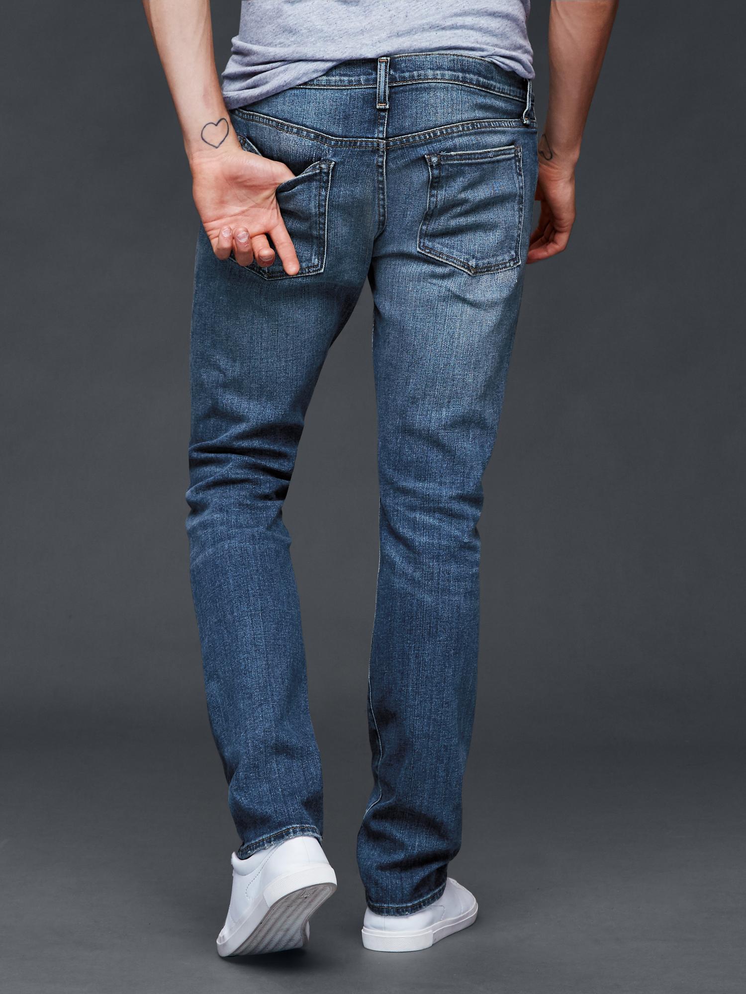 Destructed slim fit jeans (stretch) Gap