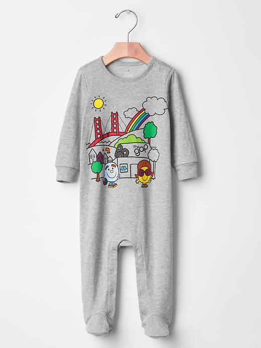 1 of 8 showing, with the color gray of product Mr. Men™ Little Miss™ + babyGap sunny shop footed one-piece