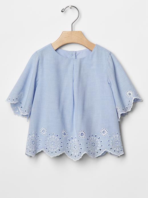 View large product image 1 of 3. Scallop eyelet top