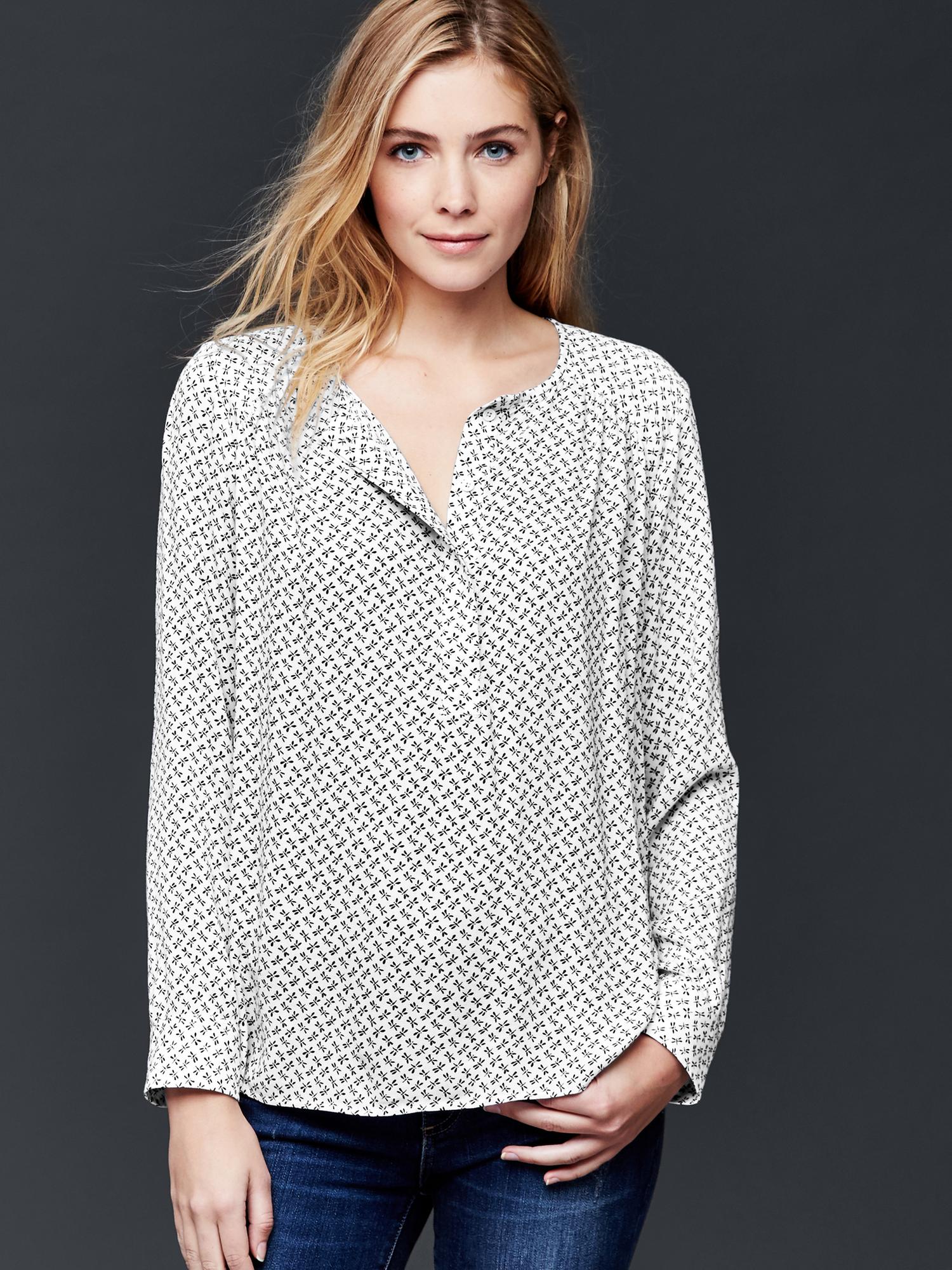 GAP 100% Cotton Red Print Wrap Blouse main image 0