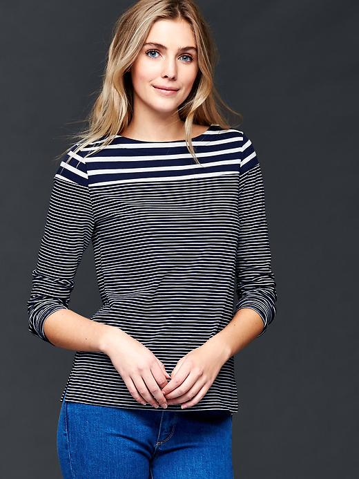 1 of 8 showing, with the color snow cap of product Sailor stripe boatneck tee