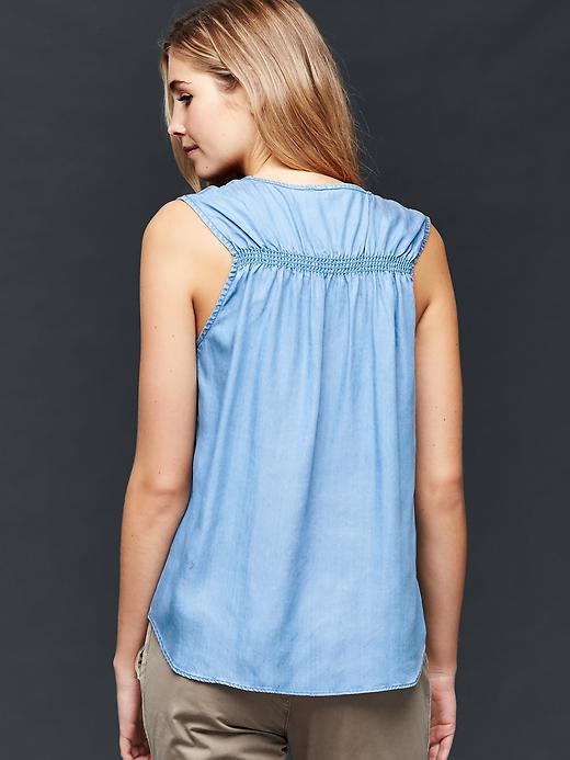 2 of 8 showing, with the color light indigo of product 1969 TENCEL™ denim smock tank