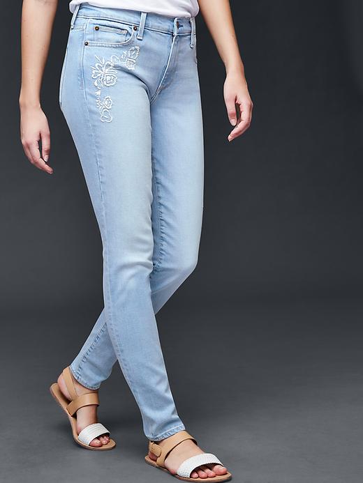 1 of 8 showing, with the color indigo of product AUTHENTIC 1969 embroidered true skinny jeans