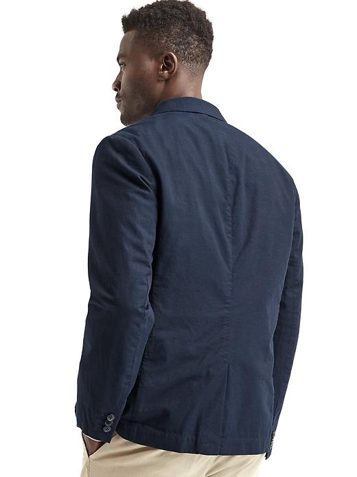 2 of 8 showing, with the color deep true navy of product Cotton slub blazer